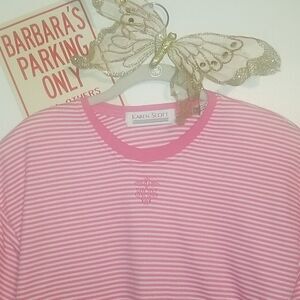 KAREN SCOTT PINK & WHITE STRIPED TOP- SZ Small